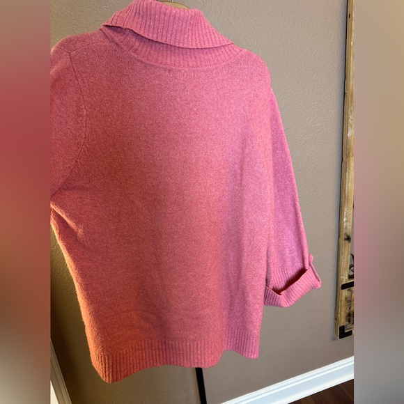Style & Co Pink Cowl Neck Sweater XL | Button Cuff | Kangaroo Pocket - Picture 4 of 7